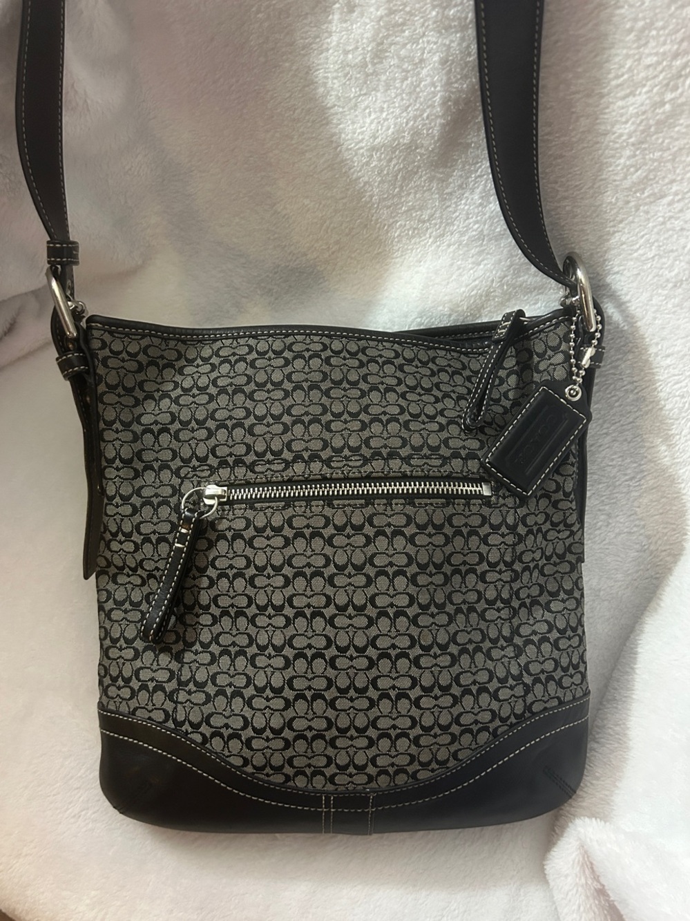 Coach 2007 Black and Gray Signature Small “C’s” Shoulder or Cross Body Bag